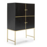MUEBLE BAR 100x50x151 MADERA NEGRO/METAL DORADO