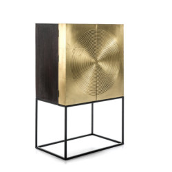 MUEBLE BAR 91x56x152 MADERA DORADO/NEGRO/METAL NEGRO