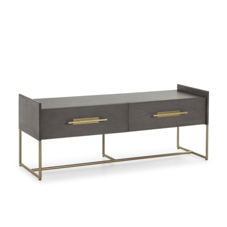 MUEBLE TV 140x45x55 MADERA MINDI GRIS/METAL DORADO