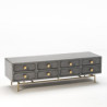 MUEBLE TV 160x45x50 METAL ORO/MADERA GRIS 8 CAJONES