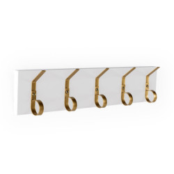 PERCHERO 61x7x13 METAL DORADO/MADERA BLANCO