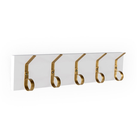 PERCHERO 61x7x13 METAL DORADO/MADERA BLANCO
