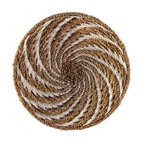 PLATO DECORATIVO 50x50x2 HIERBA MARINA NATURAL/BLANCO