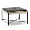PUFF 60x60x41 METAL NEGRO/TELA GRIS/P.PIEL NEGRO