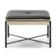 PUFF 60x60x41 METAL NEGRO/TELA GRIS/P.PIEL NEGRO