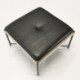 PUFF 60x60x41 METAL NEGRO/TELA GRIS/P.PIEL NEGRO