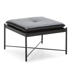 PUFF 60x60x41 POLIPIEL NEGRO/METAL NEGRO