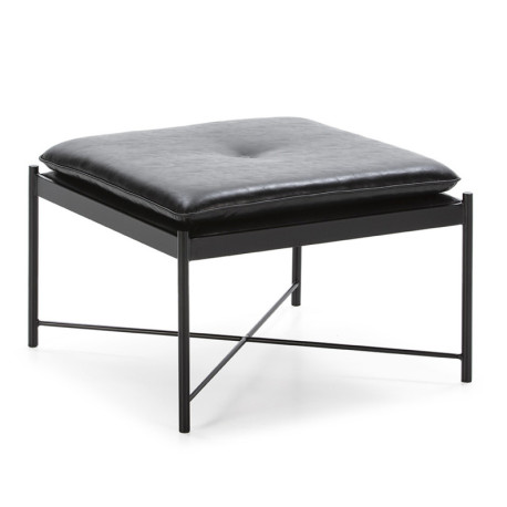 PUFF 60x60x41 POLIPIEL NEGRO/METAL NEGRO