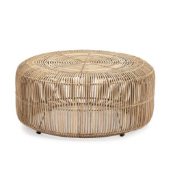 PUFF 84x84x37 METAL/MIMBRE BLANCO LAVADO