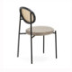 SILLA 44x53x83 METAL NEGRO/RATAN NATURAL/TELA GRIS