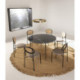 SILLA 44x53x83 METAL NEGRO/RATAN NATURAL/TELA GRIS