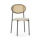 SILLA 44x53x83 METAL NEGRO/RATAN NATURAL/TELA SAN REMO 903 BLANCO