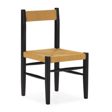 SILLA 50x56x87 MADERA DE TECA NEGRO/HOJA DE BANANA NATURAL