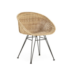 SILLA 52x60x75 METAL NEGRO/MIMBRE NATURAL