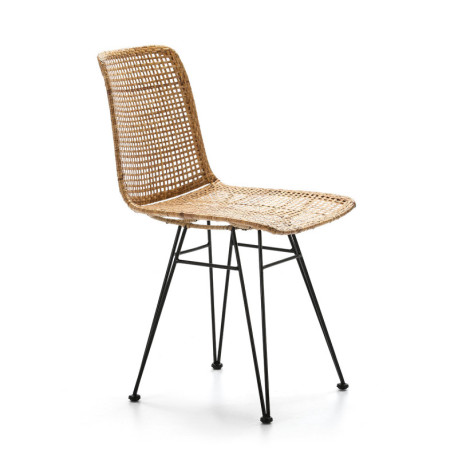 SILLA 55x43x84 METAL NEGRO/MIMBRE NATURAL