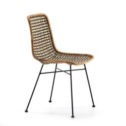 SILLA 55x44x85 METAL NEGRO/MIMBRE BLANCO/NATURAL/NEGRO