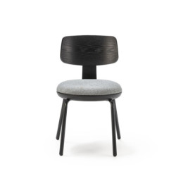 SILLA 55x55x75 TELA GRIS/MADERA/METAL NEGRO