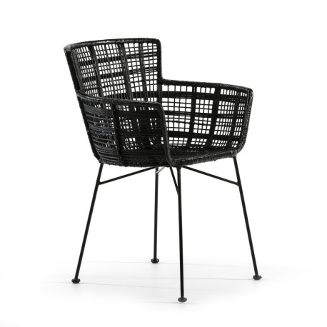 SILLA 55x62x80 METAL NEGRO/MIMBRE NEGRO