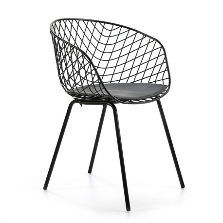 SILLA 57x50x79 METAL NEGRO C/COJIN NEGRO