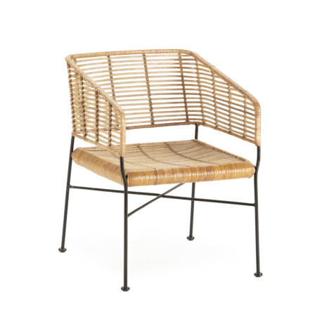 SILLA 58x53x73 METAL NEGRO/MIMBRE NATURAL