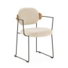 SILLA 58x55,5x80,3 METAL NEGRO/MADERA NATURAL/TELA BLANCO