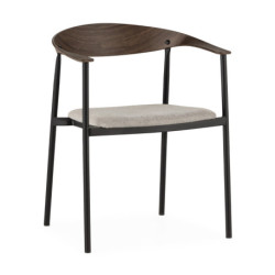 SILLA 60,5x53x75,5 METAL IMITACION MADERA/NEGRO/TELA HE580-12 GRIS