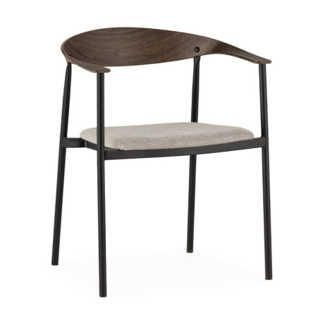 SILLA 60,5x53x75,5 METAL IMITACION MADERA/NEGRO/TELA HE580-12 GRIS