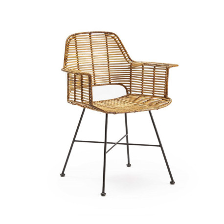 SILLA 66x58x83 MIMBRE NATURAL/METAL NEGRO