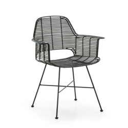 SILLA 66x58x83 MIMBRE NEGRO/METAL NEGRO