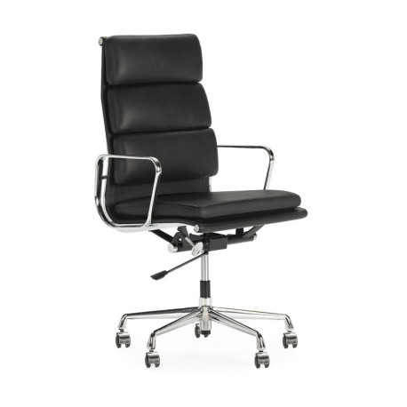 SILLA DESPACHO 62x59x104/113 PIEL NEGRO/ALUMINO