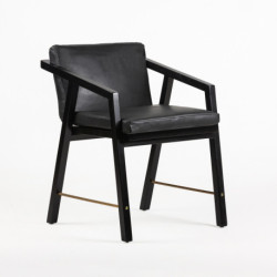 SILLON 51x54x70 MADERA/CUERO NEGRO/METAL DORADO
