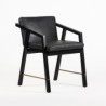 SILLON 51x54x70 MADERA/CUERO NEGRO/METAL DORADO