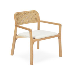 SILLON 63x66x72 MADERA NATURAL/RATAN NATURAL/TELA BLANCO YB331-1