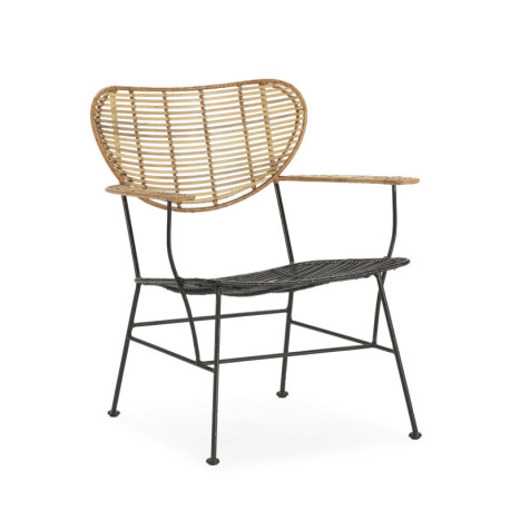 SILLON 64x66x80 METAL NEGRO/MIMBRE NATURAL/NEGRO