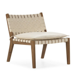 SILLON 65x71x70 MADERA DE TECA NATURAL/CUERO/P.PIEL BLANCO