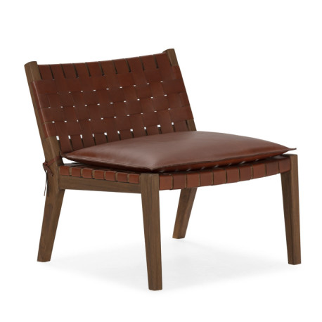 SILLON 65x71x70 MADERA DE TECA NATURAL/CUERO/P.PIEL MARRON