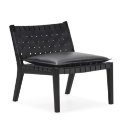 SILLON 65x71x70 MADERA DE TECA/CUERO/P.PIEL NEGRO