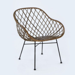 SILLON 66x66x77 METAL/MIMBRE MARRON