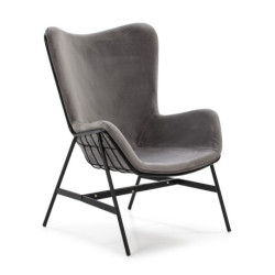 SILLON 68x78x98 METAL NEGRO/TELA TERCIOPELO 7033-04 GRIS