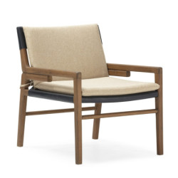 SILLON 70x80x76 MADERA NATURAL/CUERO NEGRO/TELA CAMEL