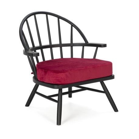SILLON 73x71x77 MADERA NEGRO/TELA ROJO