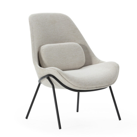 SILLON 73x74x92 METAL NEGRO/TELA BEIGE