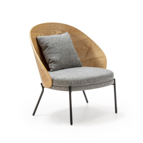 SILLON 77x72x84 TELA GRIS/MADERA NATURAL/METAL NEGRO