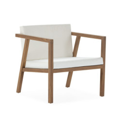 SILLON 77x75x80 TELA BLANCO/MADERA TECA