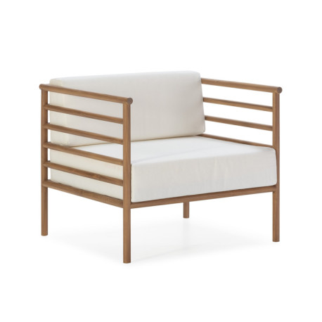 SILLON 78x72x68 MADERA TECA/TELA BLANCO