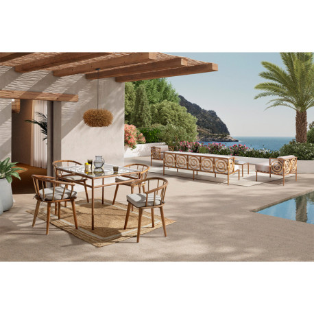 SILLON 78x76x65 MADERA DE TECA/TELA BLANCO