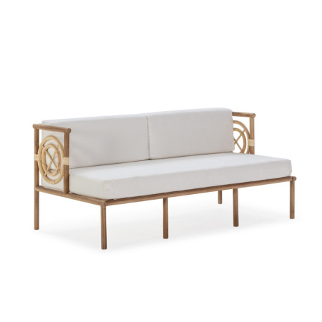 SOFA 152x76x65 MADERA DE TECA/TELA BLANCO