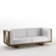 SOFA 220x85x79 MADERA DE TECA NATURAL CON PRETAPIZADO BLANCO