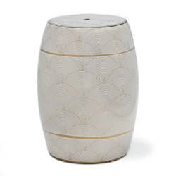 TABURETE 32x32x43 CERAMICA BLANCO/DORADO