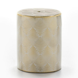 TABURETE 33x33x43 CERAMICA BLANCO/DORADO